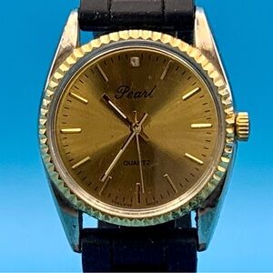 PEARL Men’s Vintage Fashion Quartz Wristwatch Diamond Accent Thailand Movt Works